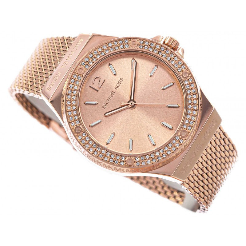 Michael Kors Lennox Three Hand Rose Gold Dial Rose Gold Mesh Strap Watch For Women - MK7336 Buy Now By Michael Kors