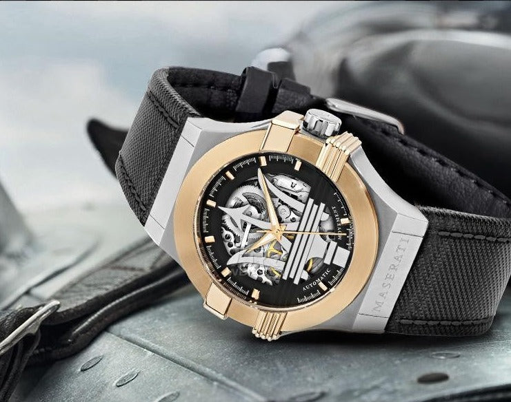 Maserati Potenza Automatic Skeleton Dial Black Leather Strap Watch For Men - R8821108011 Buy Now By Maserati