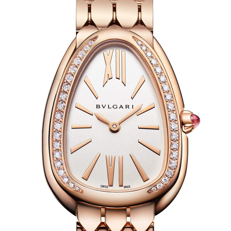 Bvlgari Serpenti Seduttori Diamonds Silver Dial Rose Gold Steel Strap Watch for Women - SERPENTI103146