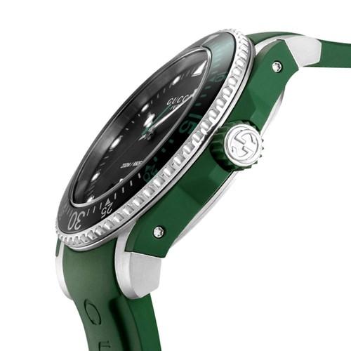 Shop Gucci Dive Black Dial Green Rubber Strap Watch For Men - YA136310 in USA