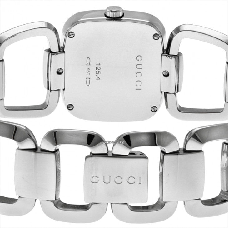 Shop Gucci G Gucci Black Dial Silver Steel Strap Watch For Women - YA125407 in USA