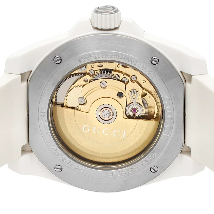 Shop Gucci Dive Automatic White Dial White Rubber Strap Unisex Watch - YA136342 in USA
