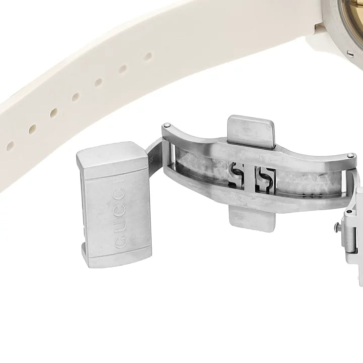 Shop Gucci Dive Automatic Transparent Dial White Rubber Strap Watch For Men - YA136343 in USA