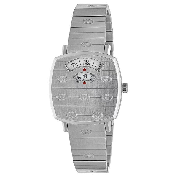 Shop Gucci Grip Quartz Silver Dial Silver Steel Strap Watch For Men - YA157501 in USA