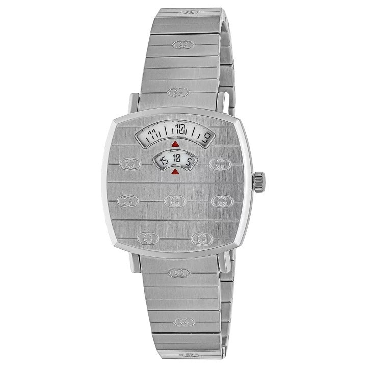 Shop Gucci Grip Quartz Silver Dial Silver Steel Strap Watch For Men - YA157501 in USA