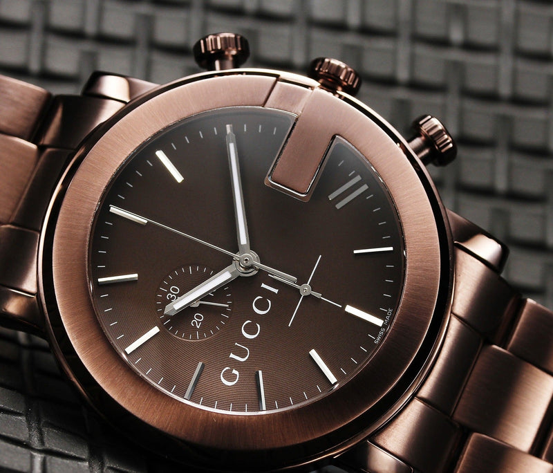 Gucci G Chrono Brown Dial Brown Steel Strap Watch For Men - YA101341 Buy Now By Gucci