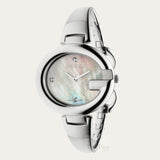 Shop Gucci Guccissima Diamonds Mother of Pearl Dial Silver Steel Strap Watch For Women - YA134303 in USA