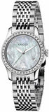 Gucci G Timeless Diamonds Mother of Pearl Dial Silver Mesh Bracelet Watch For Women - YA126508