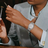 Shop Gucci 25H Quartz Diamonds Silver Dial Silver Steel Strap Watch for Women - YA163401 in USA