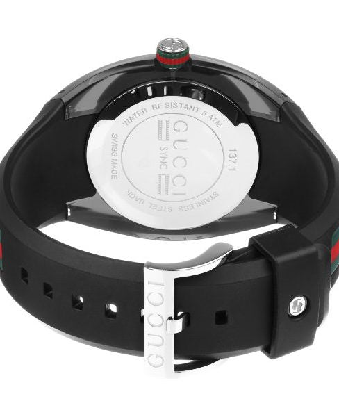 Shop Gucci Sync XXL Quartz Black Dial Black Rubber Strap Watch For Men - YA137101 in USA