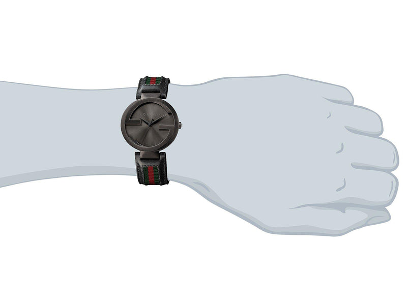 Gucci Interlocking G XL Black Dial Red & Green Leather Strap Watch For Men - YA133206 Buy Now By Gucci