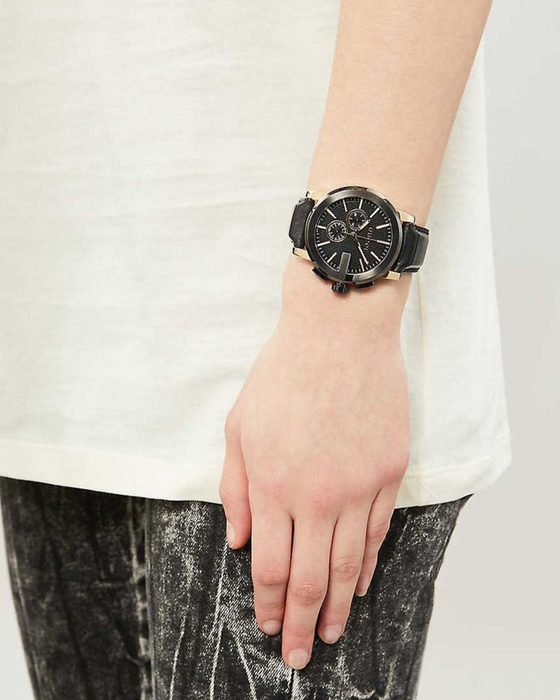 Shop Gucci G Chrono Black Dial Black Leather Strap Watch For Men - YA101203 in USA
