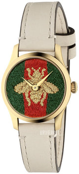 Gucci G Timeless Quartz Red & Green Dial Beige Leather Strap Watch For Women - YA1265009 Buy Now By Gucci