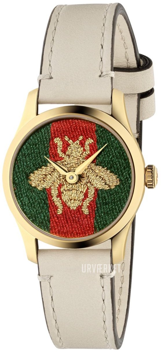 Shop Gucci G Timeless Quartz Red & Green Dial Beige Leather Strap Watch For Women - YA1265009 in USA