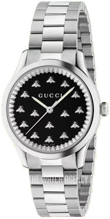 Shop Gucci G Timeless Quartz Black Dial Silver Steel Strap Watch for Women - YA1265034 in USA