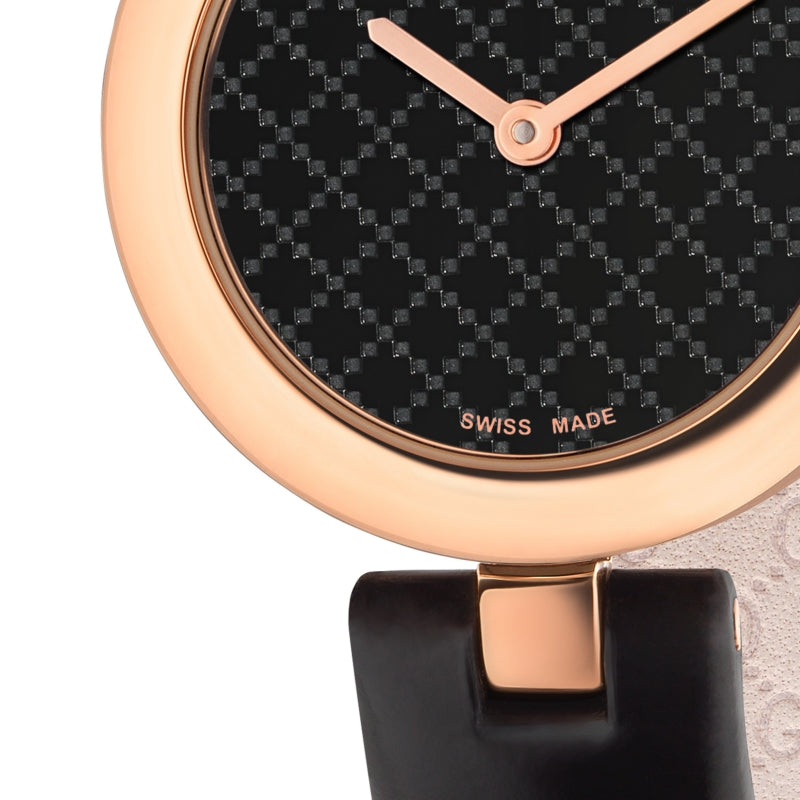 Shop Gucci Diamantissima Quartz Black Dial Black Leather Strap Watch for Women - YA141501 in USA