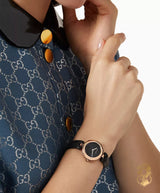 Shop Gucci Diamantissima Quartz Black Dial Black Leather Strap Watch for Women - YA141501 in USA