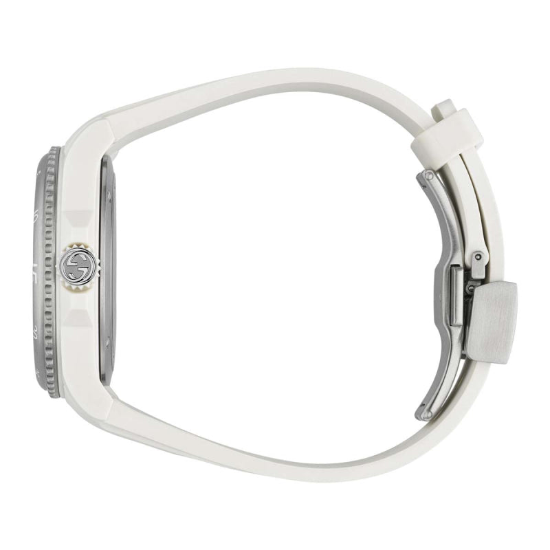 Shop Gucci Dive Automatic Transparent Dial White Rubber Strap Watch For Men - YA136343 in USA
