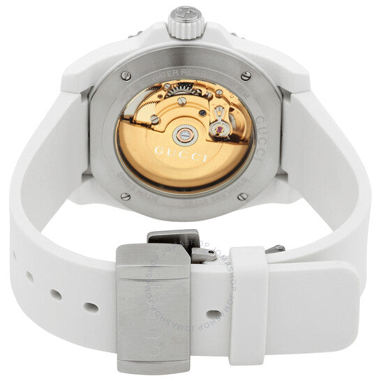 Shop Gucci Dive Automatic Transparent Dial White Rubber Strap Watch For Men - YA136343 in USA