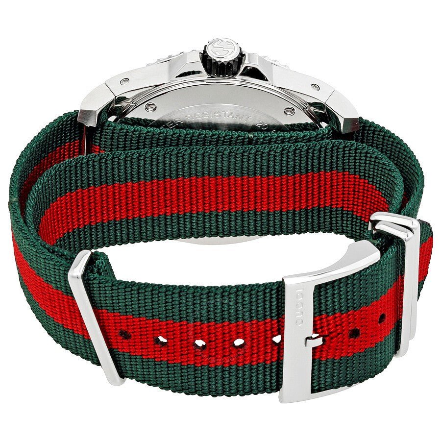 Gucci Dive Black Dial Red & Green Nylon Strap Watch For Men - YA136209