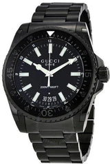 Shop Gucci Dive Quartz Black Dial Black Steel Strap Watch For Men - YA136205 in USA