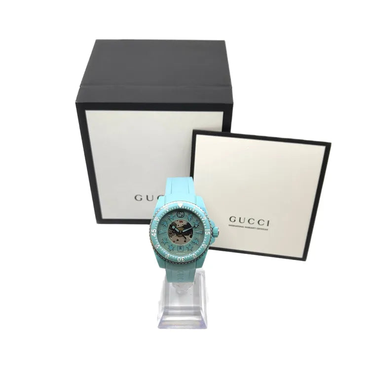 Shop Gucci Dive Automatic Green Dial Green Rubber Strap Unisex Watch - YA136344 in USA