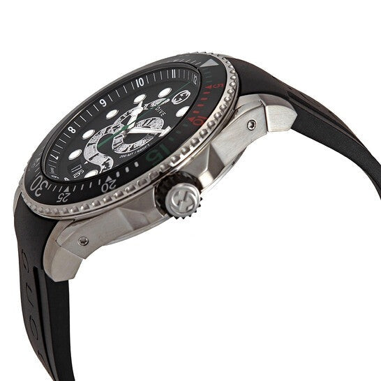 Shop Gucci Dive Quartz Kingsnake Black Dial Black Rubber Strap Watch For Men - YA136217 in USA