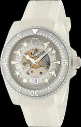 Shop Gucci Dive Automatic Transparent Dial White Rubber Strap Watch For Men - YA136343 in USA