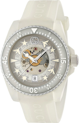 Shop Gucci Dive Automatic White Dial White Rubber Strap Unisex Watch - YA136342 in USA