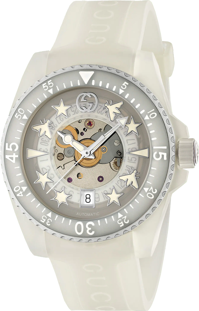 Shop Gucci Dive Automatic White Dial White Rubber Strap Unisex Watch - YA136342 in USA