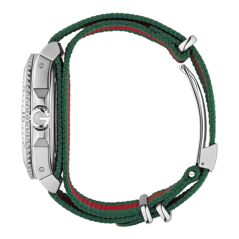 Shop Gucci Dive White Dial Red & Green Nylon Strap Watch For Men - YA136207 in USA