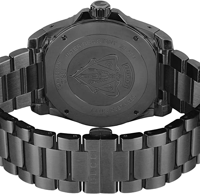 Shop Gucci Dive Quartz Black Dial Black Steel Strap Watch For Men - YA136213 in USA