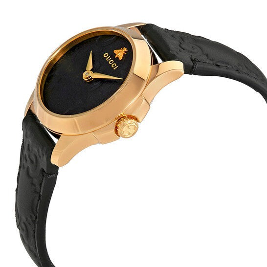 Gucci G Timeless Quartz Black Dial Black Leather Strap Watch For Women - YA126581A Buy Now By Gucci