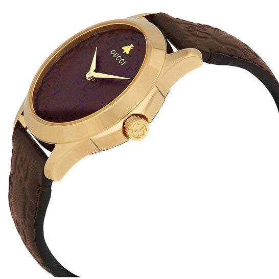 Shop Gucci G Timeless Quartz Brown Dial Brown Leather Strap Watch for Men - YA1264035 in USA