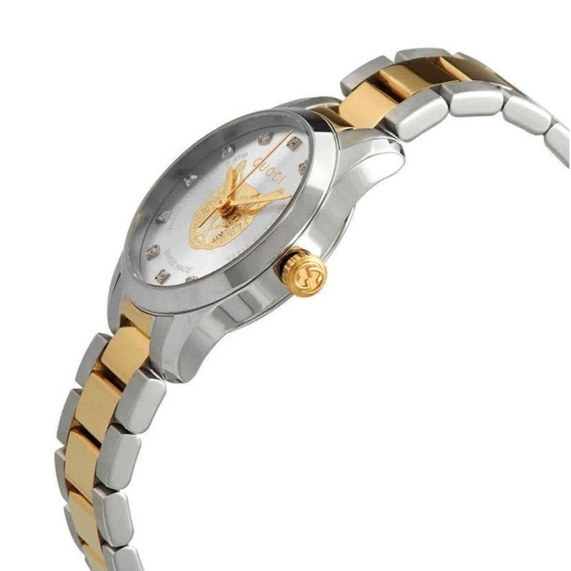 Shop Gucci G Timeless Quartz Diamonds Silver Dial Two Tone Steel Strap Watch For Women - YA1265016 in USA