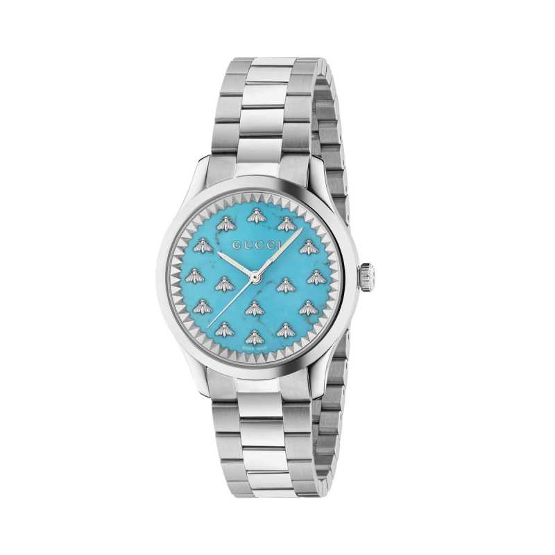 Shop Gucci G Timeless Quartz Turquoise Dial Silver Steel Strap Unisex Watch - YA1265044 in USA
