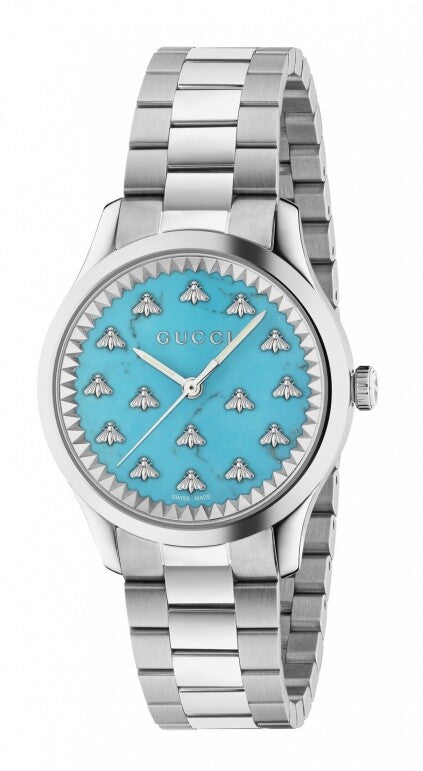 Shop Gucci G Timeless Quartz Turquoise Dial Silver Steel Strap Unisex Watch - YA1265044 in USA
