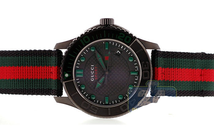 Gucci G Timeless Sport Black Dial Two Tone NATO Strap Watch For Men - YA126229 Buy Now By Gucci