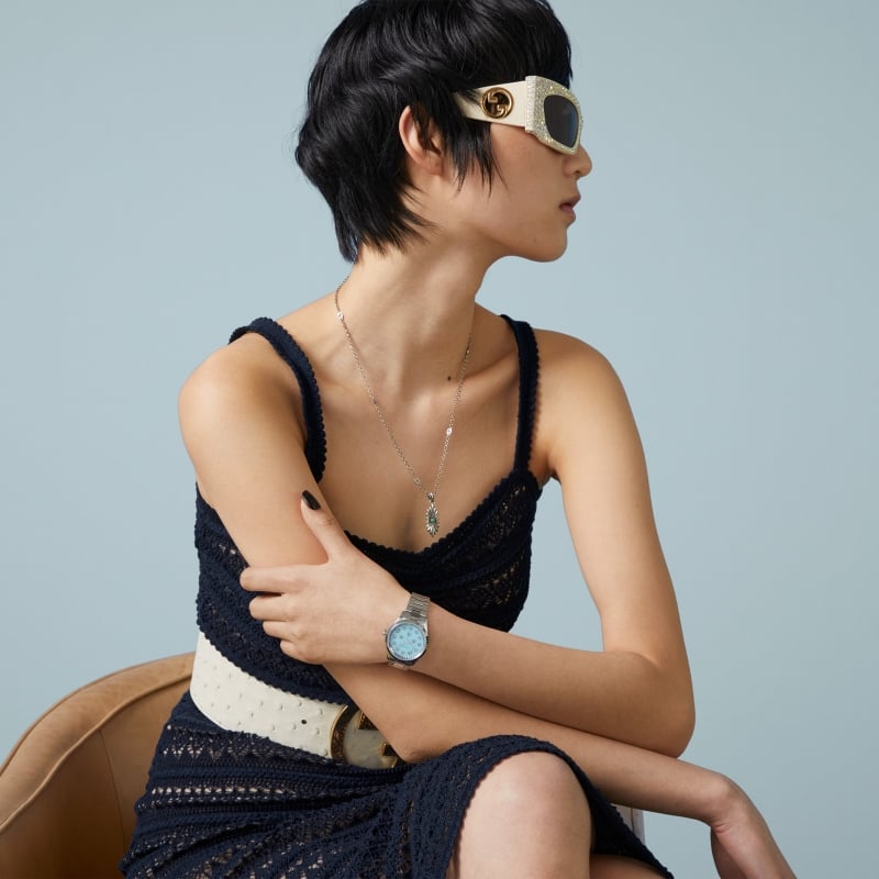 Shop Gucci G Timeless Quartz Turquoise Dial Silver Steel Strap Unisex Watch - YA1265044 in USA