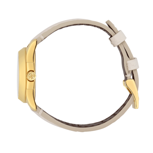 Shop Gucci G Timeless Quartz White Dial White Leather Strap Watch For Women - YA126580A in USA