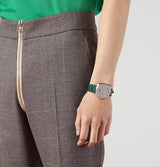 Shop Gucci Grip Quartz Silver Dial Green Leather Strap Watch For Women - YA157414 in USA