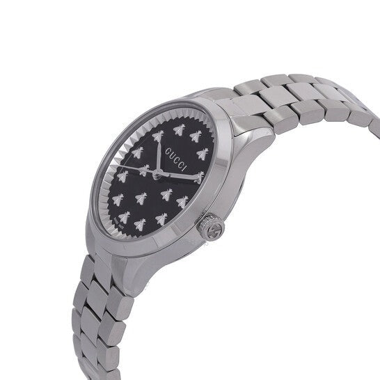 Shop Gucci G Timeless Quartz Black Dial Silver Steel Strap Watch for Women - YA1265034 in USA