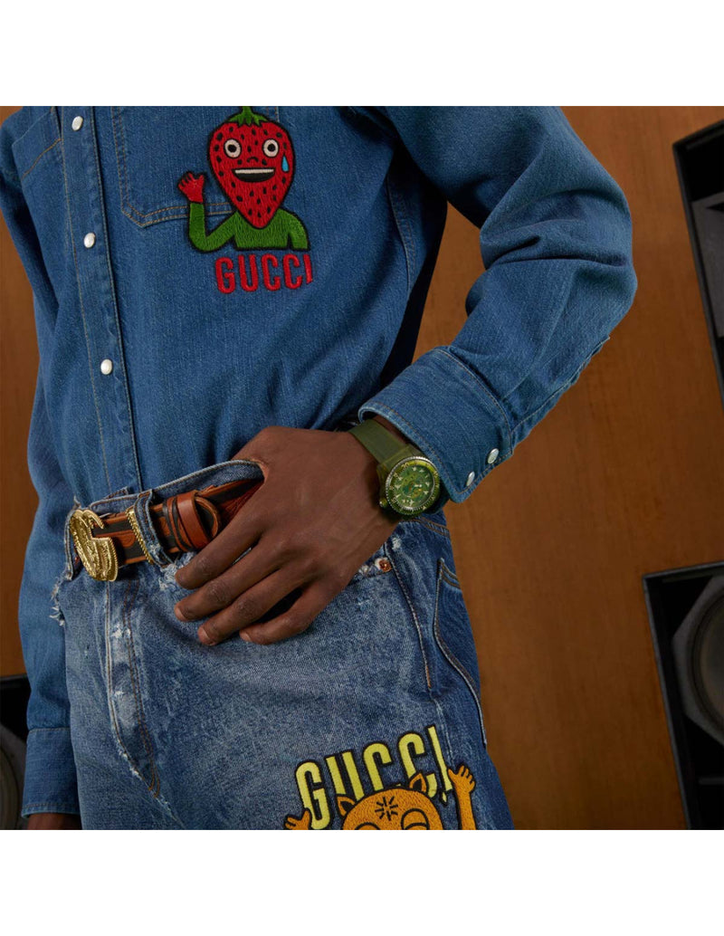 Shop Gucci Dive Automatic Green Dial Green Rubber Strap Unisex Watch - YA136345 in USA