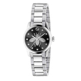 Shop Gucci G Timeless Quartz Diamonds Black Dial Silver Steel Strap Watch For Women - YA1265024 in USA