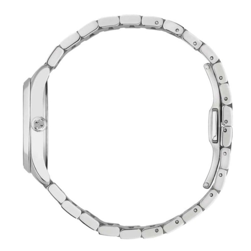 Shop Gucci G Timeless Quartz Diamonds Black Dial Silver Steel Strap Watch For Women - YA1265024 in USA