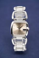 Gucci G Brown Square Brown Dial Silver Steel Strap Watch For Women - YA125402 Buy Now By Gucci