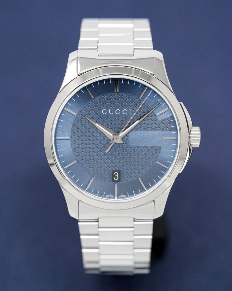 Gucci G Timeless Blue Dial Silver Steel Strap Watch For Men - YA126440 Buy Now By Gucci