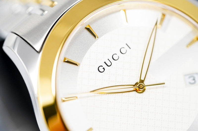 Gucci G Timeless Silver Dial Two Tone Steel Strap Watch For Men - YA126409 Buy Now By Gucci