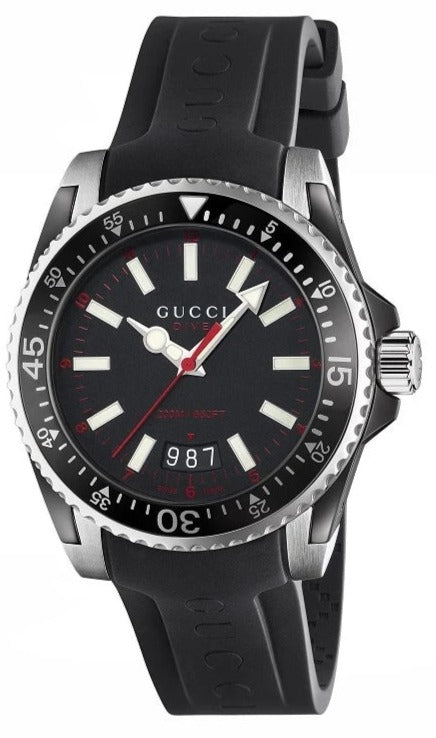 Shop Gucci Dive Quartz Black Dial Black Rubber Strap Watch For Men - YA136303 in USA