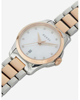 Shop Gucci G Timeless Diamonds Mother of Pearl Dial Two Tone Steel Strap Watch For Women - YA126544 in USA